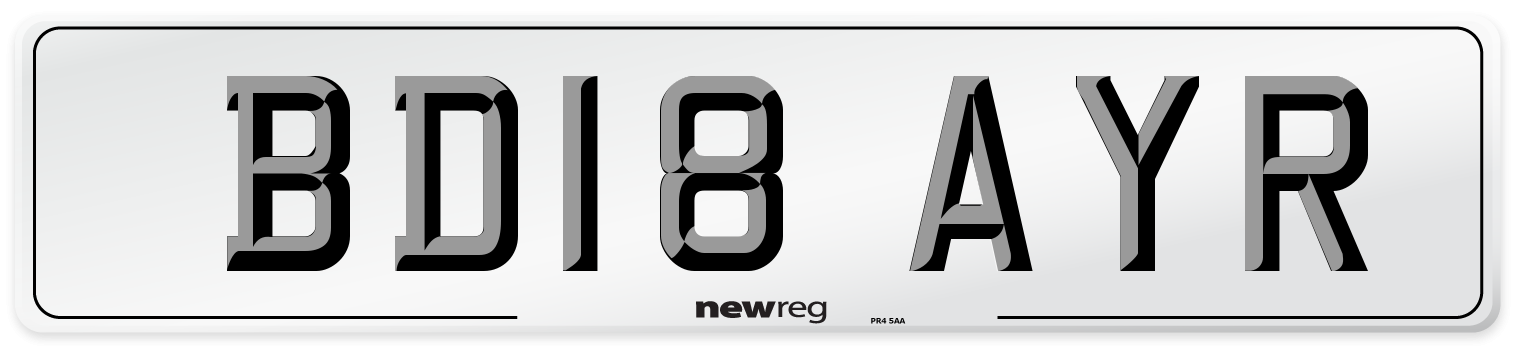 BD18 AYR Number Plate from New Reg
